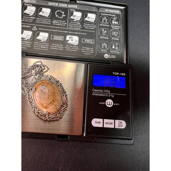 NEW picture jasper pendant in stainless steel with chain - Picture 7 of 8